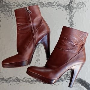 PRADA Brown Leather High Heels Ankle Boots